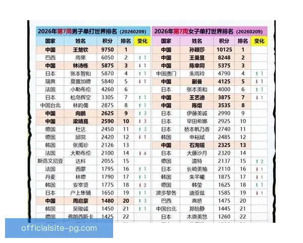 乒乓球排名：全球顶尖球手实力榜单